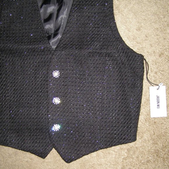 NWT Size Large 8-10 Jason Wu Black Metallic Tweed Jewel button Vest - Picture 10 of 15